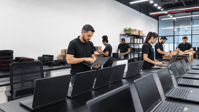 Logística de notebooks para equipes corporativas